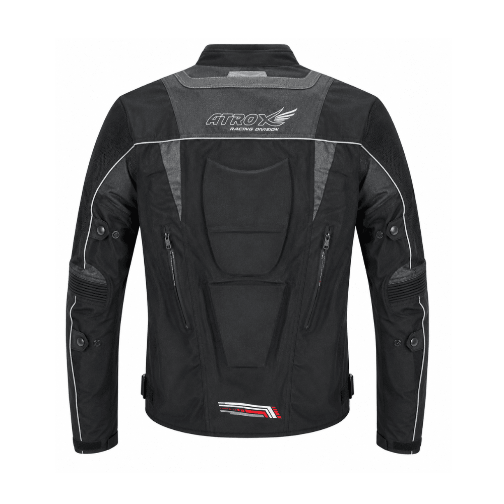 CHAQUETA PARA MOTO HOMBRE ATROX CE 2101 CON PROTECCIONES NEGRA ROJA2
