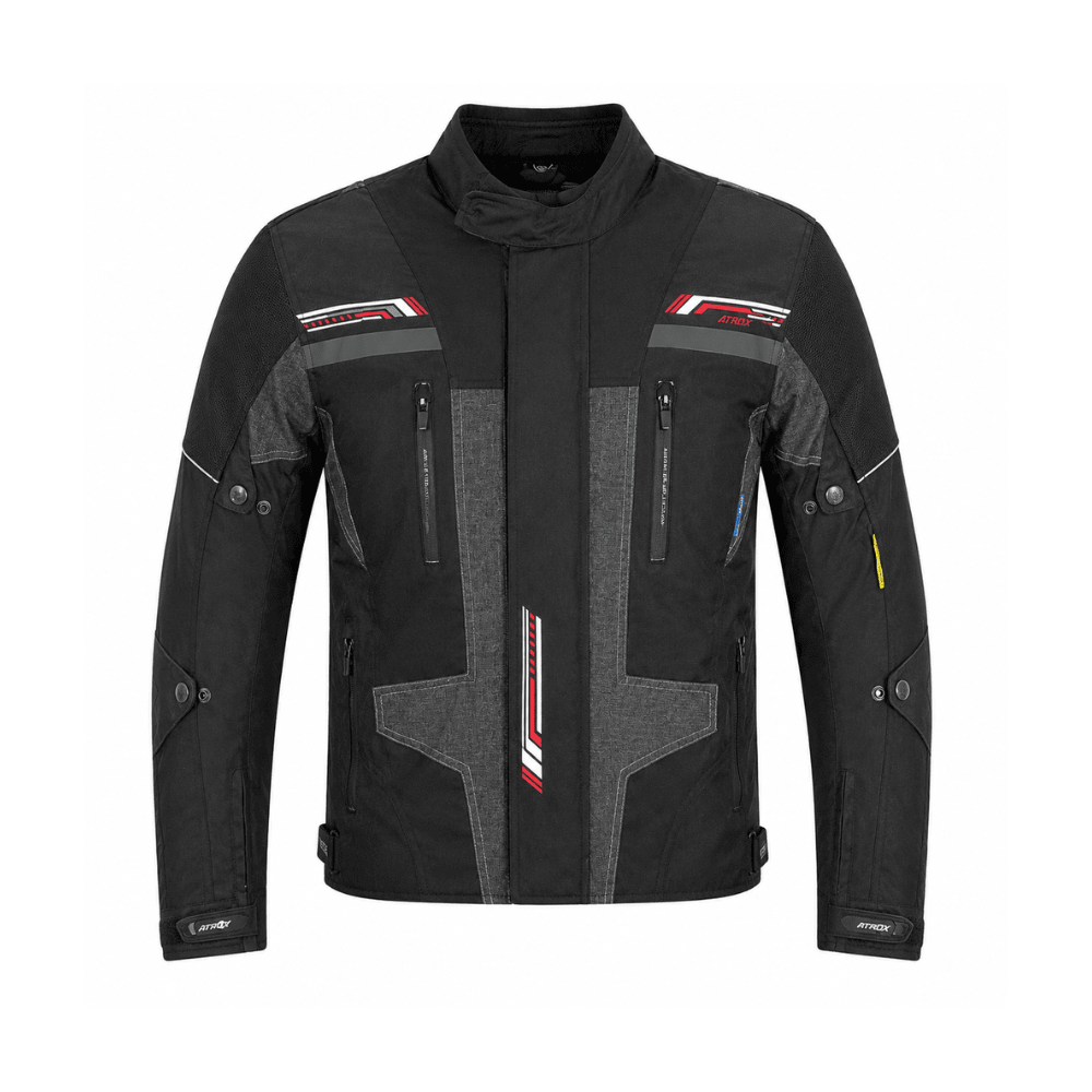 CHAQUETA PARA MOTO HOMBRE ATROX CE 2101 CON PROTECCIONES NEGRA ROJA1