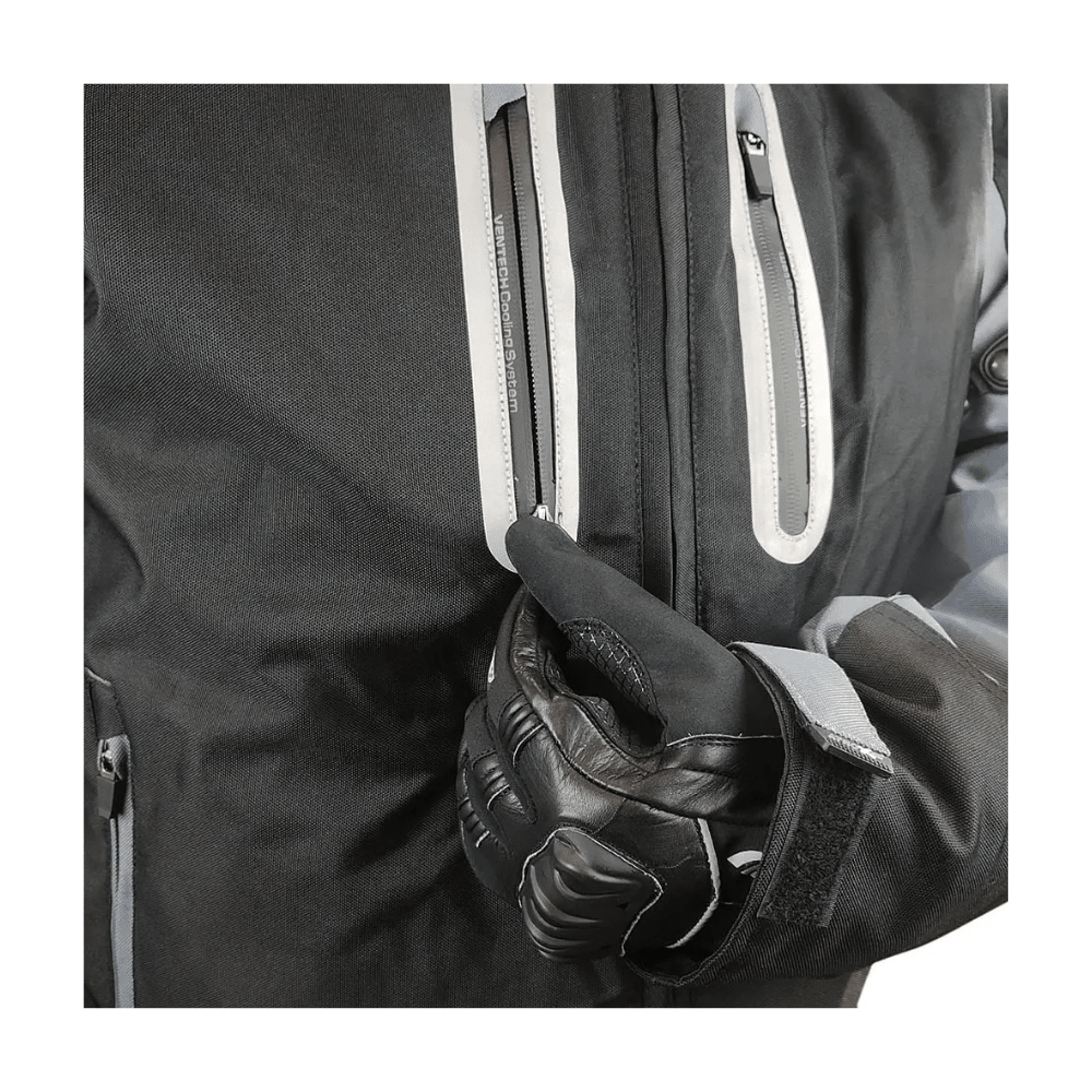 CHAQUETA PARA MOTO ATROX CARDINAL BREAK CON PROTECCIONES NEGRA Y GRIS5