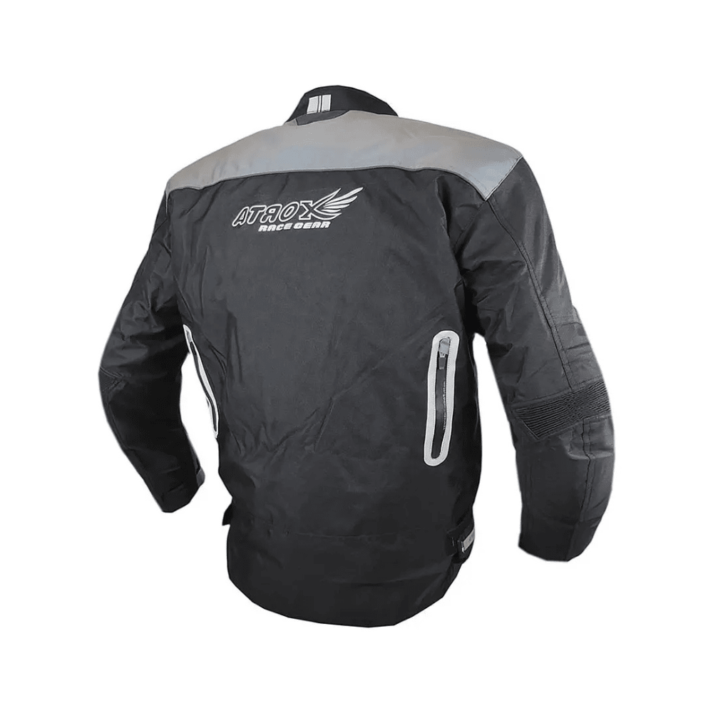 CHAQUETA PARA MOTO ATROX CARDINAL BREAK CON PROTECCIONES NEGRA Y GRIS2