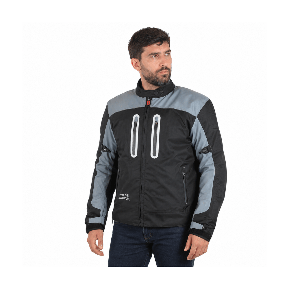 CHAQUETA PARA MOTO ATROX CARDINAL BREAK CON PROTECCIONES NEGRA Y GRIS4