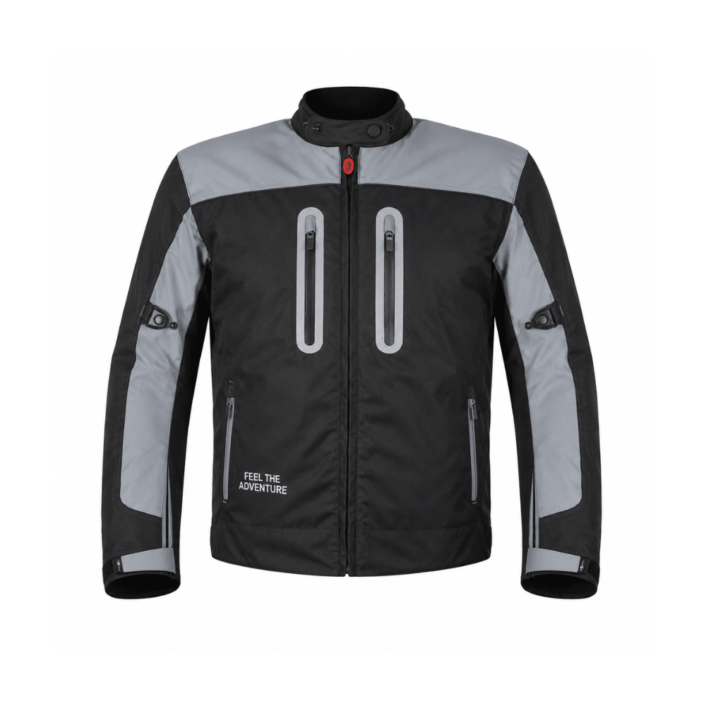 CHAQUETA PARA MOTO ATROX CARDINAL BREAK CON PROTECCIONES NEGRA Y GRIS1