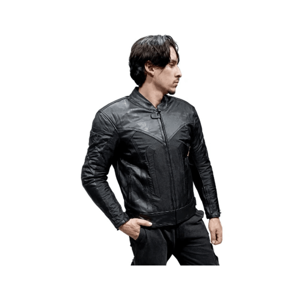 CHAQUETA MIXTA CUERO CORDURA NEGRA PARA MOTO | PROTECCIÓN, ESTILO Y RESISTENCIA2