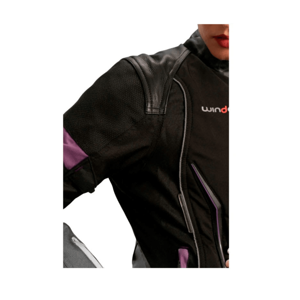 CHAQUETA PARA MOTO DE CORDURA CON DETALLES DE CUERO NEGRA3