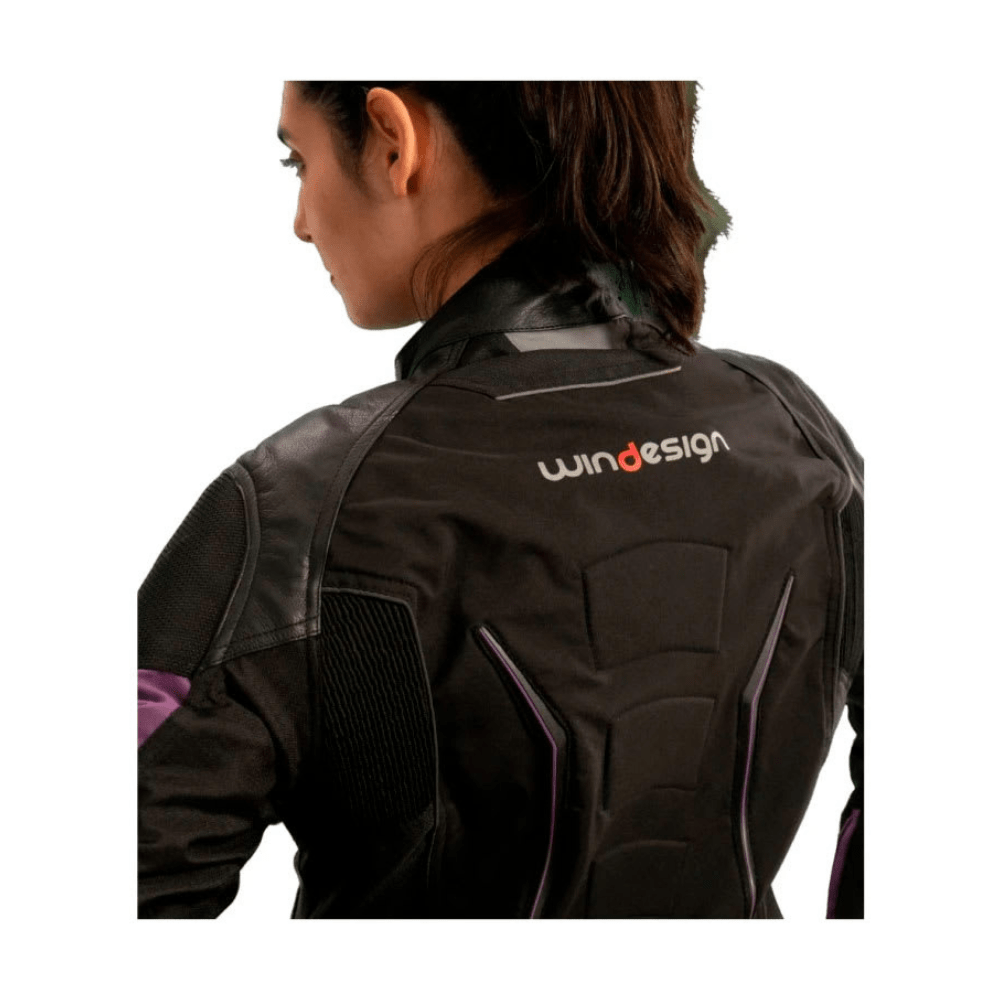 CHAQUETA PARA MOTO DE CORDURA CON DETALLES DE CUERO NEGRA2