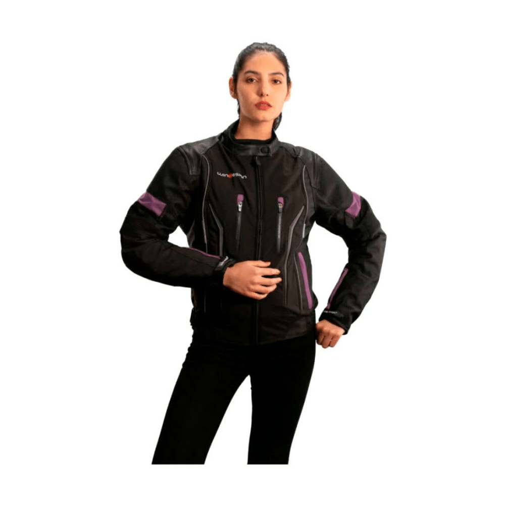 CHAQUETA PARA MOTO DE CORDURA CON DETALLES DE CUERO NEGRA5