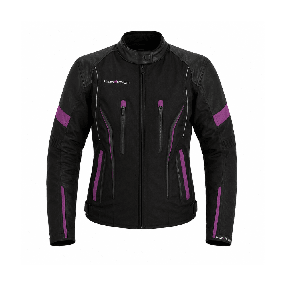 CHAQUETA PARA MOTO DE CORDURA CON DETALLES DE CUERO NEGRA1