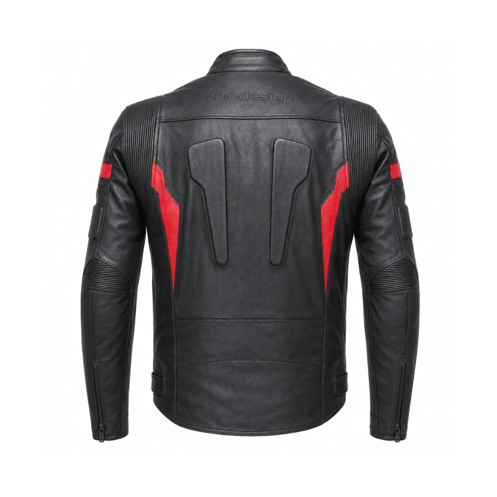 CHAQUETA DE CUERO PARA MOTO WINDESIGN KANE CON PROTECCIONES CE2