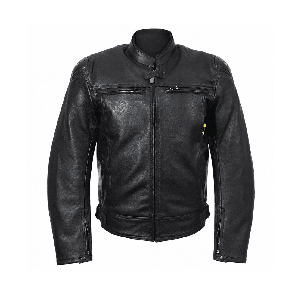 CHAQUETA DE CUERO PARA MOTO WINDESIGN METAL NEGRA CON PROTECCIONES CE1