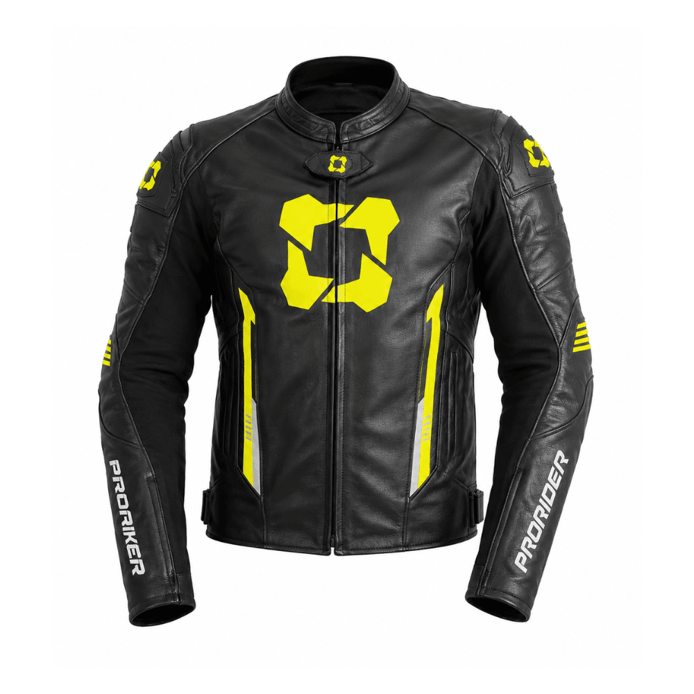 CHAQUETA PRORIDER UNLIMITED V2 CUERO 1,8 MM Y JOROBA NEGRO AMARILLO FLÚOR1