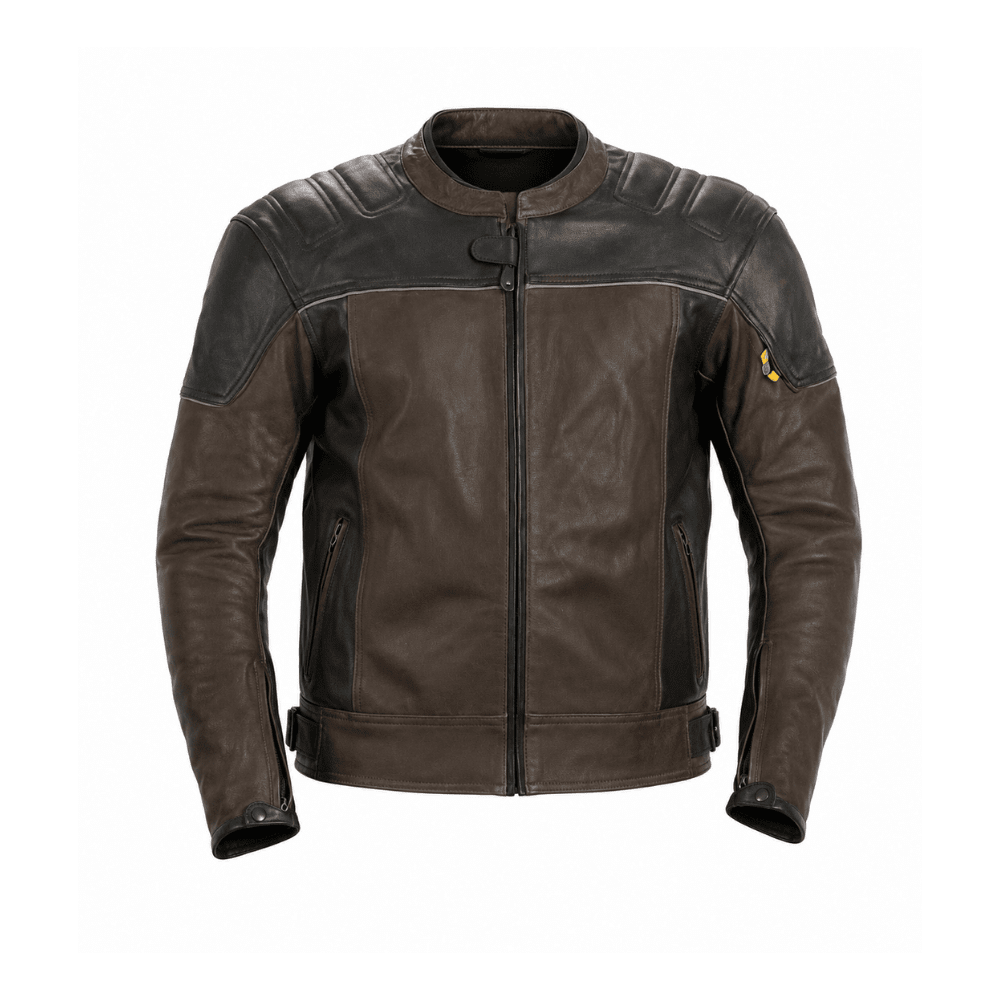 CHAQUETA PARA MOTO COLOSO CUERO VACUNO 1,3 MM CAFÉ1