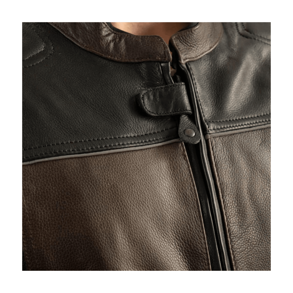 CHAQUETA PARA MOTO COLOSO CUERO VACUNO 1,3 MM CAFÉ6