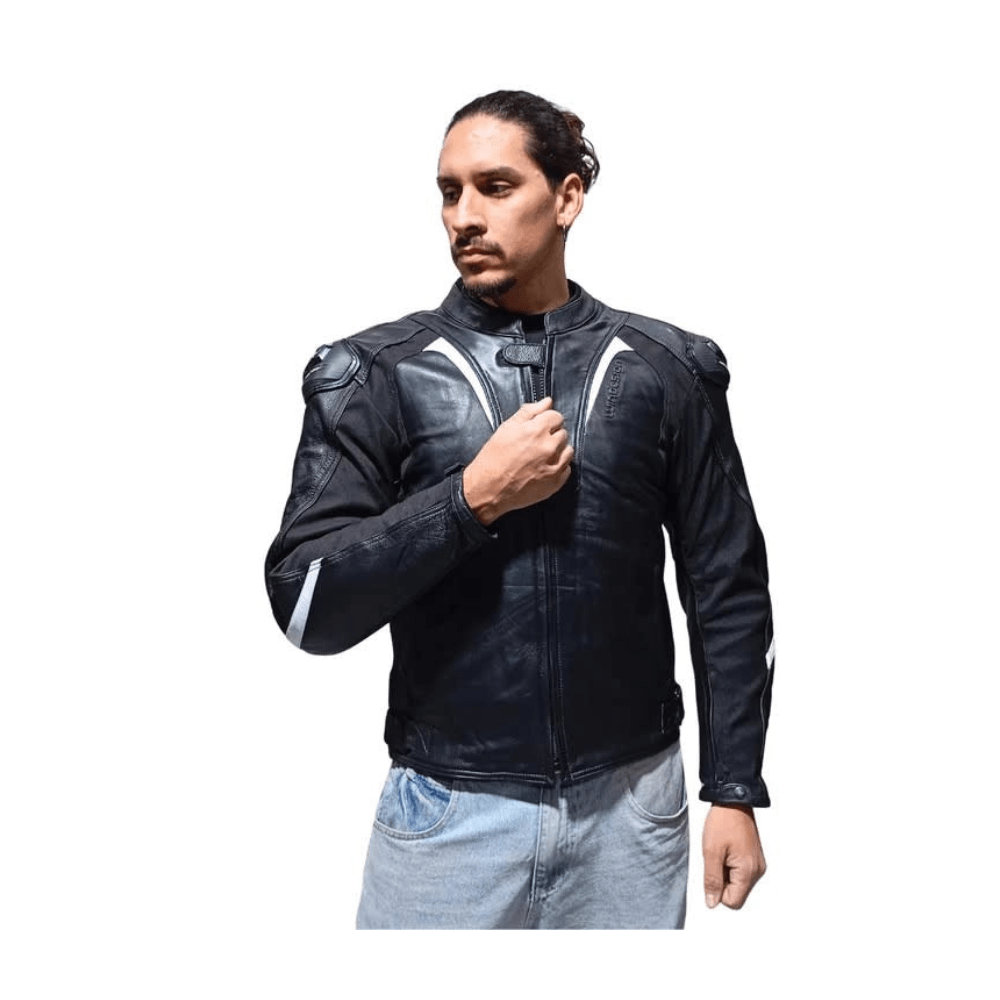 CHAQUETA PARA MOTO DE CUERO NEPTUNO NEGRA5