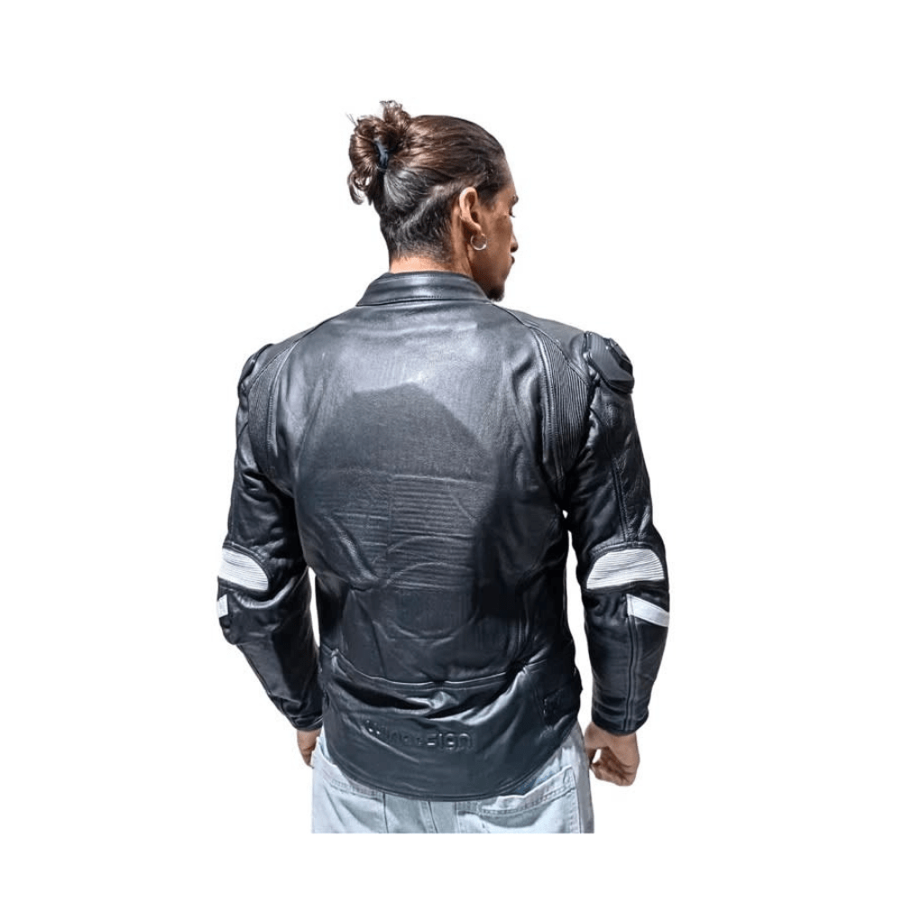 CHAQUETA PARA MOTO DE CUERO NEPTUNO NEGRA2