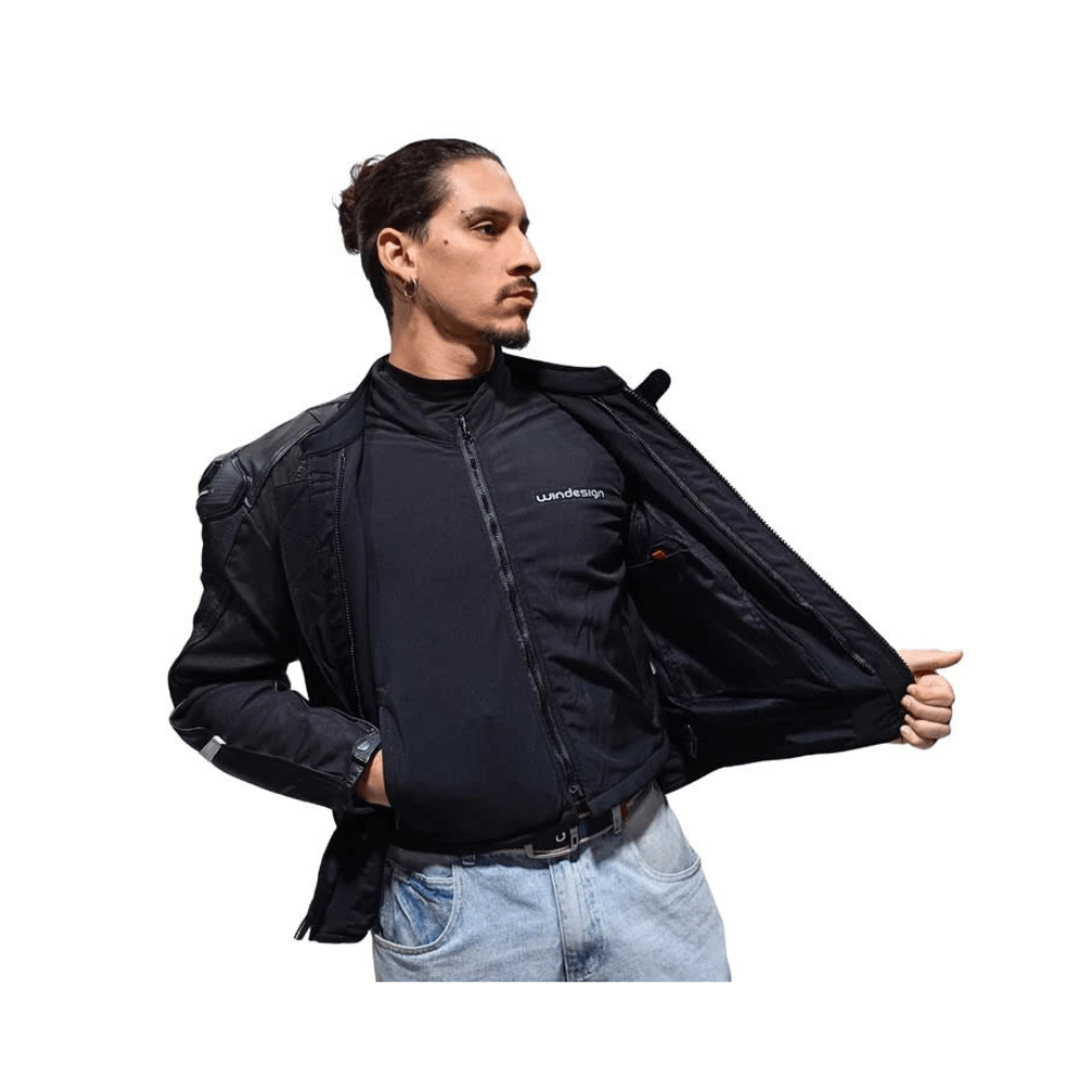 CHAQUETA PARA MOTO DE CUERO NEPTUNO NEGRA4