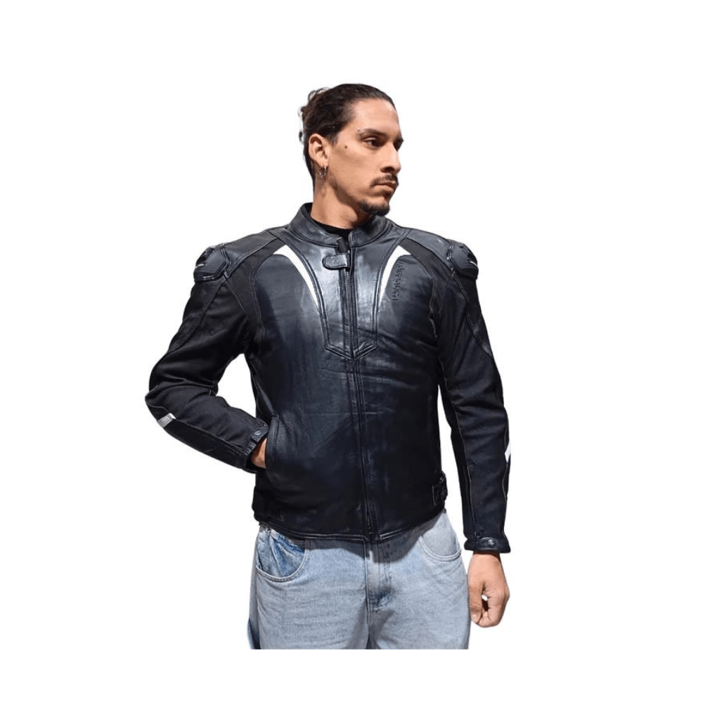 CHAQUETA PARA MOTO DE CUERO NEPTUNO NEGRA3