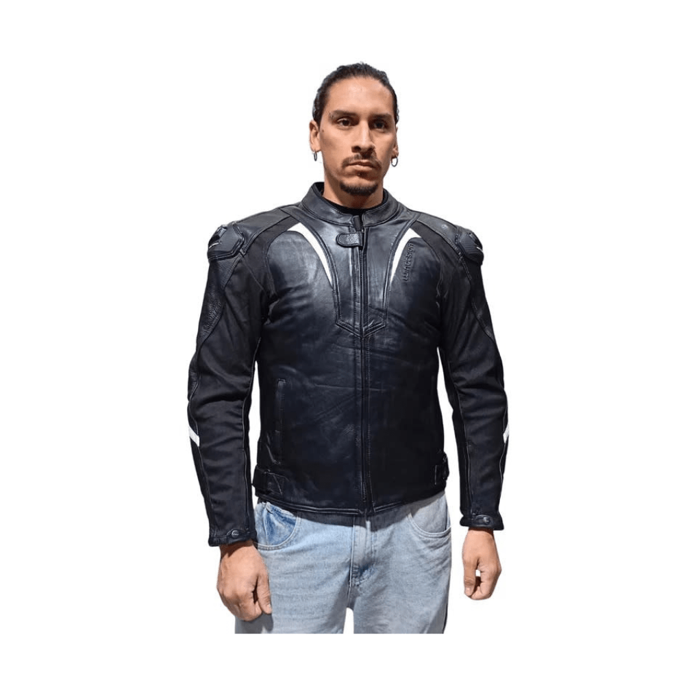 CHAQUETA PARA MOTO DE CUERO NEPTUNO NEGRA6