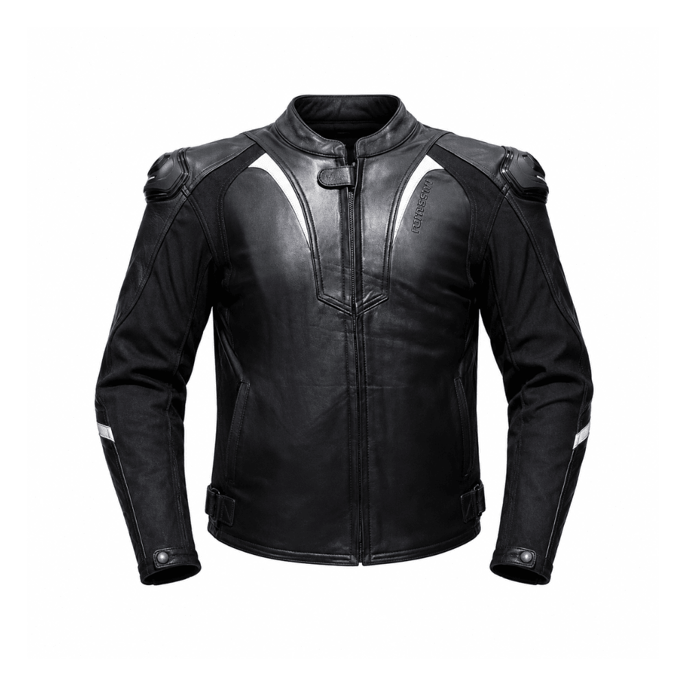 CHAQUETA PARA MOTO DE CUERO NEPTUNO NEGRA1
