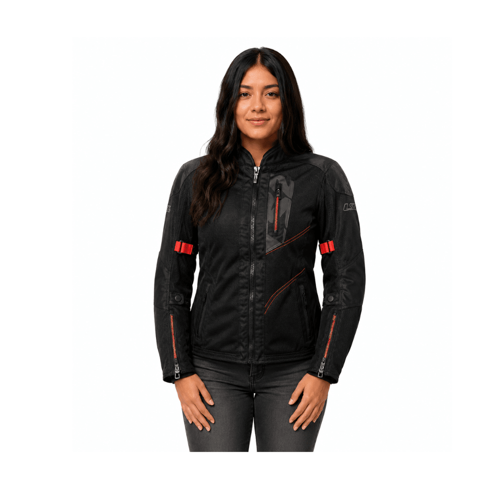 CHAQUETA LS2 ALBA VERANO MUJER NEGRA ROJO4