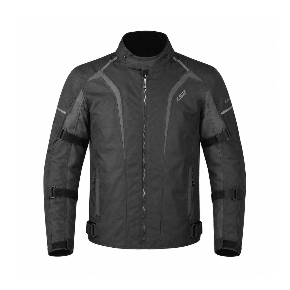 CHAQUETA LS2 SEPANG NEGRA GRIS CON PROTECCIONES CE1