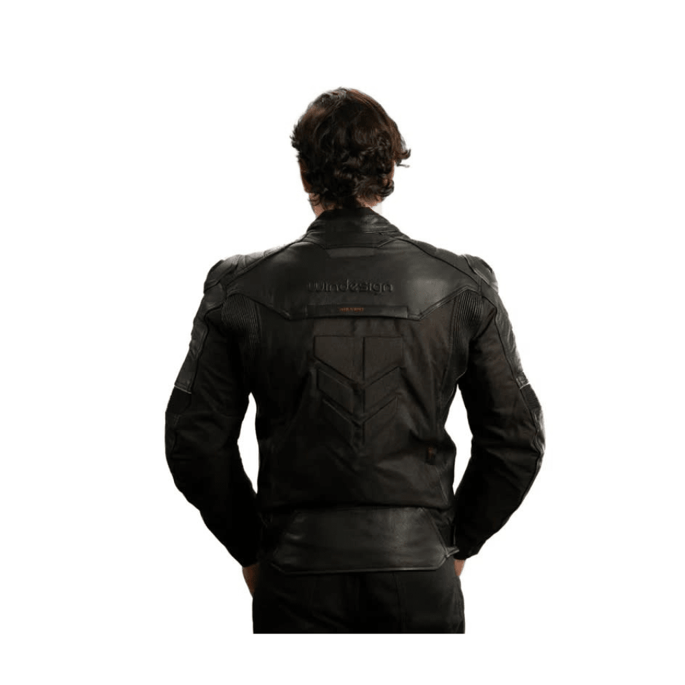 CHAQUETA PARA MOTO WINDESIGN MIXTA DE CUERO Y CORDURA CON PROTECCIONES NEGRA ROJA5