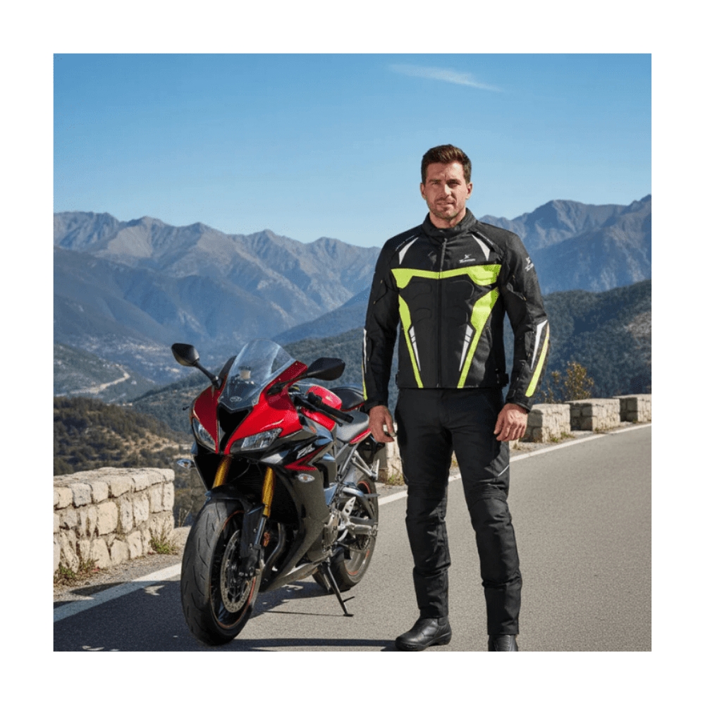 CHAQUETA SAFE DRIVE NEGRA VERDE FLÚOR4