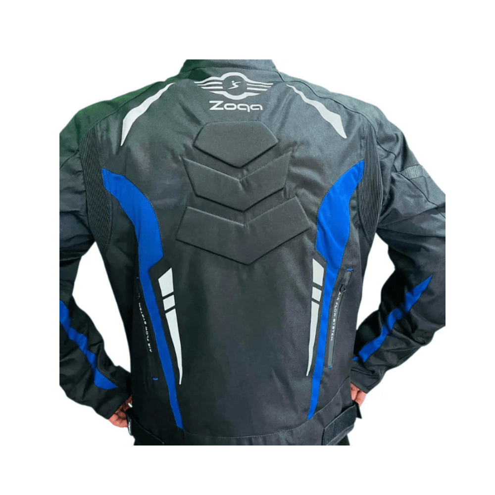 CHAQUETA SAFE DRIVE PARA MOTO | BICAPA NEGRA AZUL CON PROTECCIONES CE3