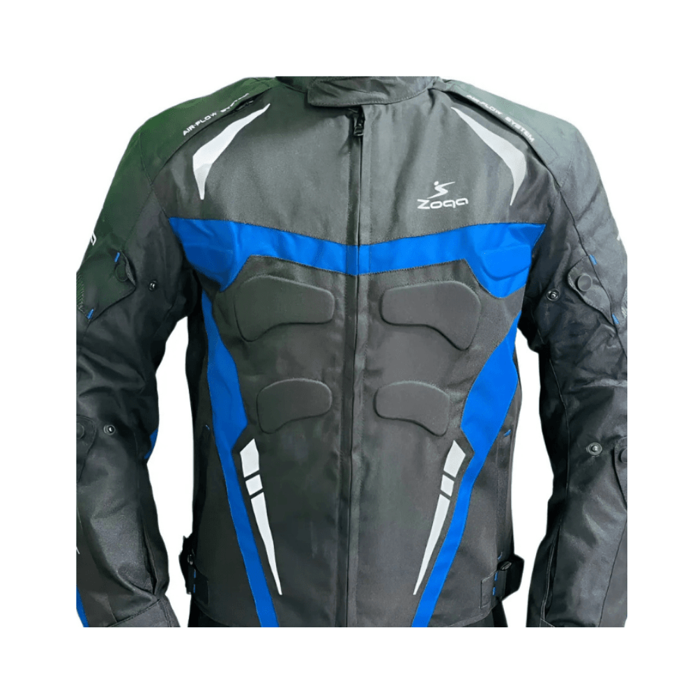 CHAQUETA SAFE DRIVE PARA MOTO | BICAPA NEGRA AZUL CON PROTECCIONES CE2