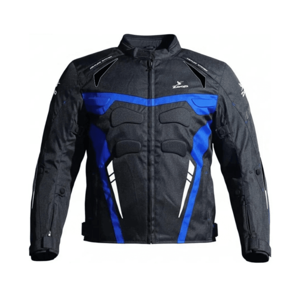 CHAQUETA SAFE DRIVE PARA MOTO | BICAPA NEGRA AZUL CON PROTECCIONES CE1