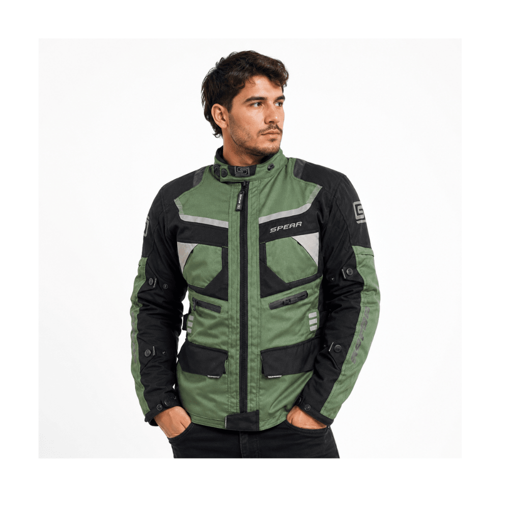 CHAQUETA PARA MOTO SPEAR TORNADO TRICAPA IMPERMEABLE MILITAR5