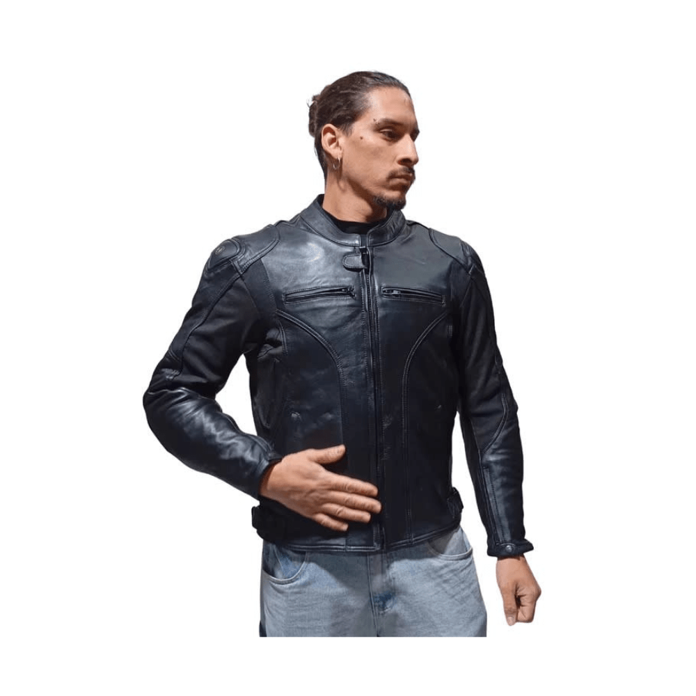 CHAQUETA PARA MOTO CUERO MERCURIO CON JOROBA HUMP2