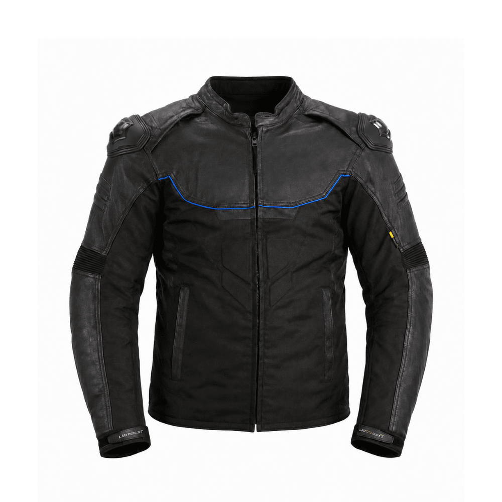 CHAQUETA CUERO CORDURA MIXTA NEGRA AZUL1