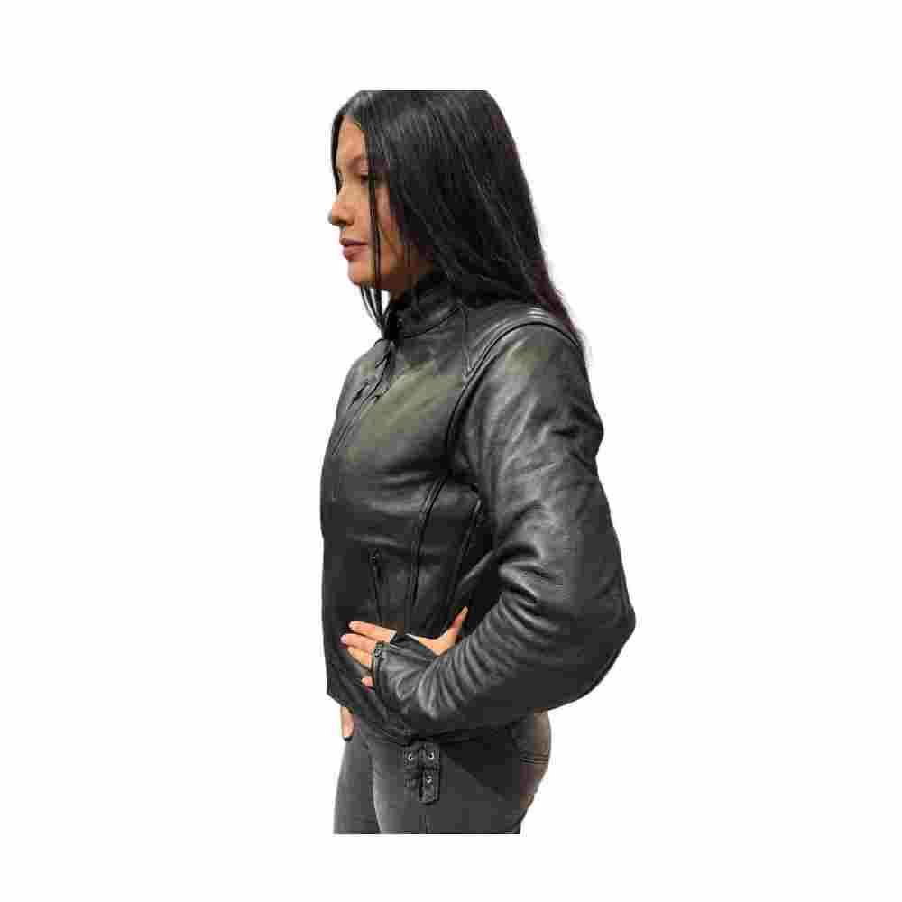 CHAQUETA PARA MOTO DE MUJER WINDESIGN MAIA CUERO VACUNO 1,3 MM4