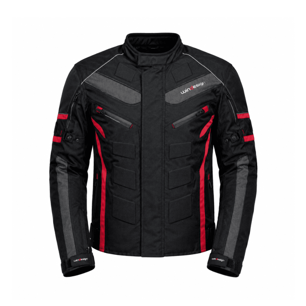 CHAQUETA MOTO CORDURA RB NEGRO ROJO | RESISTENCIA Y PROTECCIÓN PARA CADA RUTA1
