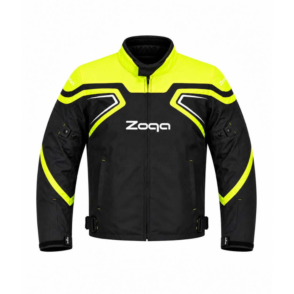 CHAQUETA PARA MOTO SAFE DRIVE NEGRA VERDE FLÚOR1