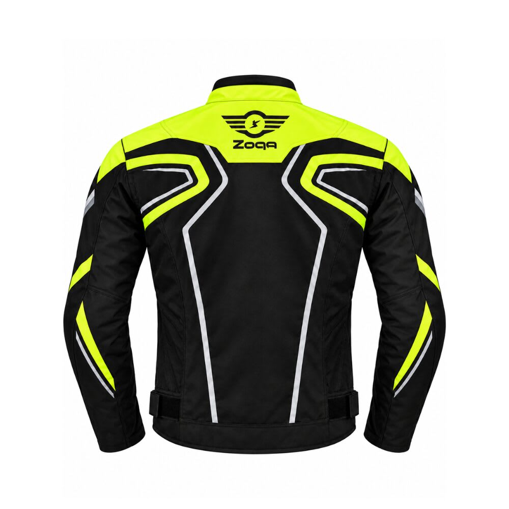 CHAQUETA PARA MOTO SAFE DRIVE NEGRA VERDE FLÚOR3