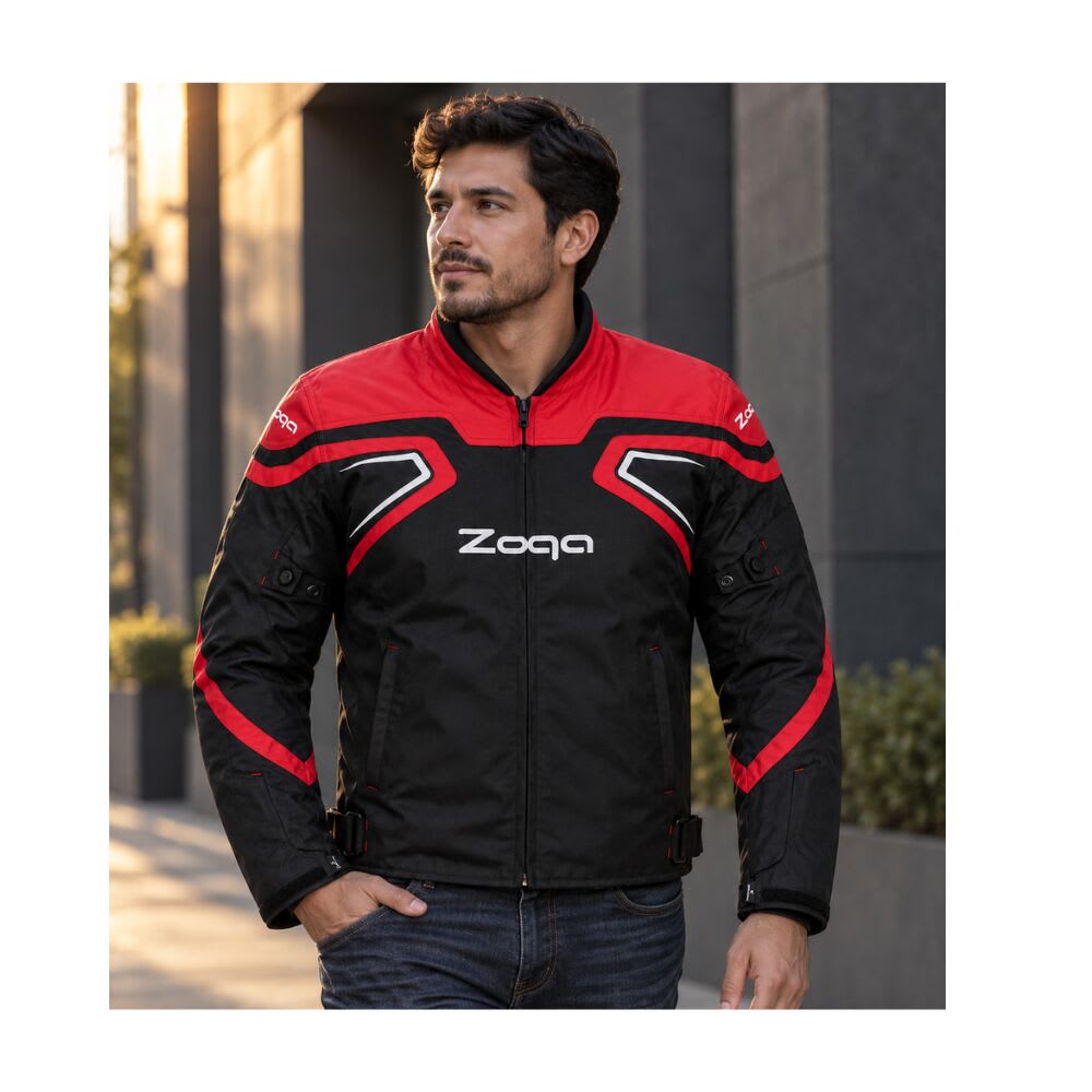 CHAQUETA PARA MOTO SAFE DRIVE NEGRA ROJA2