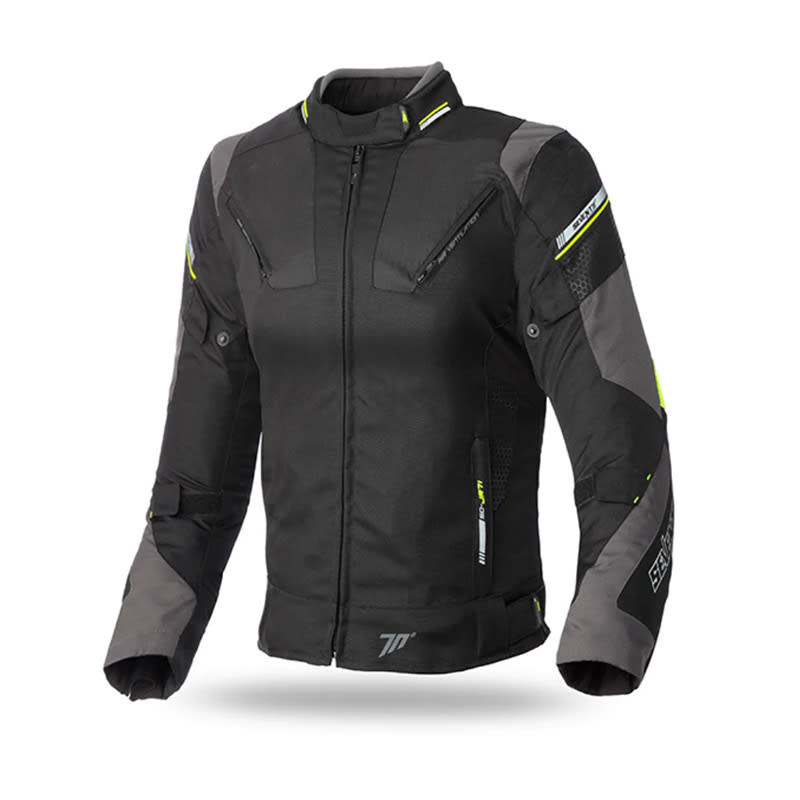 Chaqueta para Moto Mujer Seventy SD-JR71 Invierno Racing Negra Amarillo Fluor1