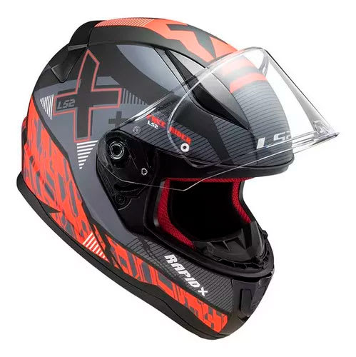 Casco Ls2 Ff353 Rapid Xtreet color negro con rojo (con mica transparente)1