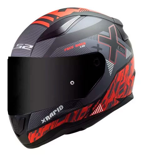 Casco Ls2 Ff353 Rapid Xtreet color negro con rojo (con mica transparente)2