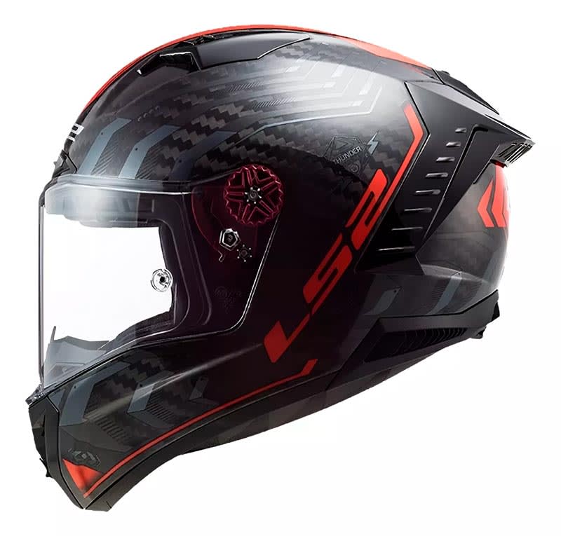 Casco Moto Carbono Ls2 Ff805 Thunder Sputnik Metal Rojo1