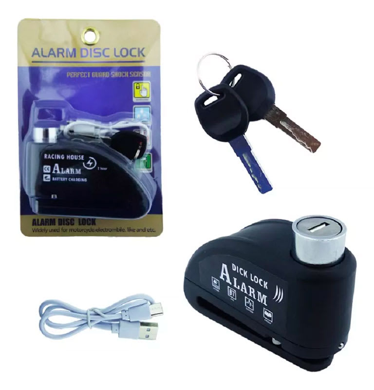 Candado Para Frenos De Disco Moto Recargable Con Alarma1