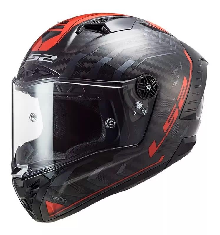 Casco Moto Carbono Ls2 Ff805 Thunder Sputnik Metal Rojo3