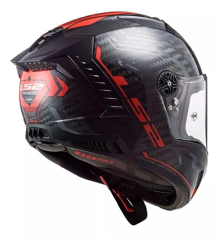Casco Moto Carbono Ls2 Ff805 Thunder Sputnik Metal Rojo4