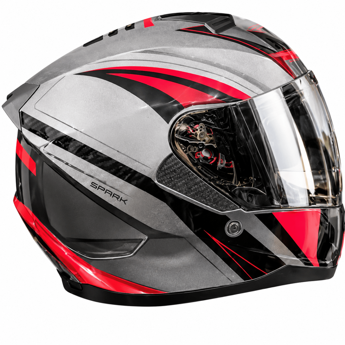 CASCO INTEGRAL GHB M-67 GRIS ROJO BRILLANTE MICA ESPEJO | DISEÑO DEPORTIVO Y MÁXIMA PROTECCIÓN2