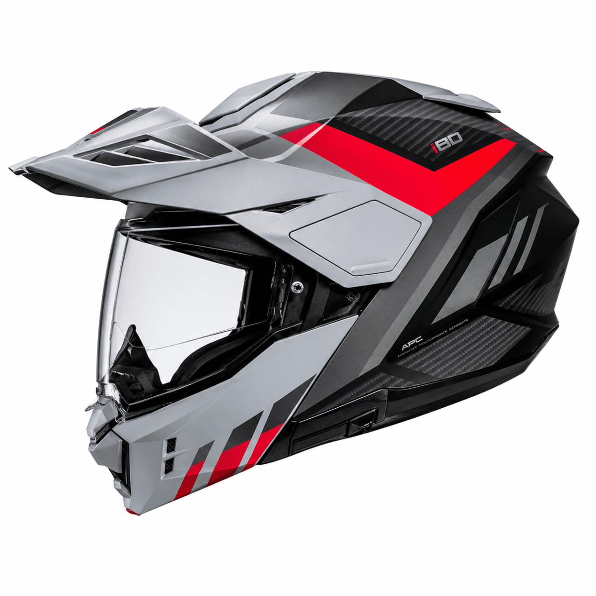 CASCO HJC I80 IMES MC1SF ROJO GRIS | CASCO ABATIBLE ADVENTURE CON VISOR SOLAR2