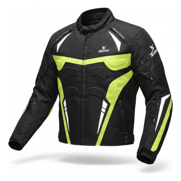 Chaquetas Para Motociclistas Safe Drive Negra Verde Fluor1