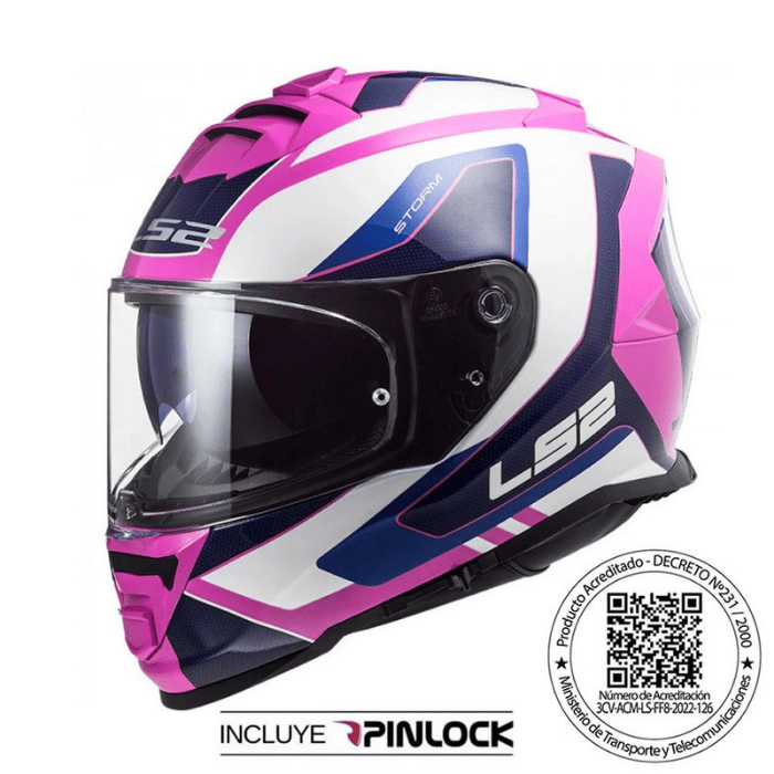 CASCO LS2 FF800 STORM II TECHY BLANCO ROSA1
