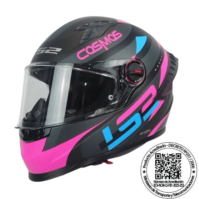 CASCO LS2 FF816 COSMOS MODOK NEG ROSA MATE ST1