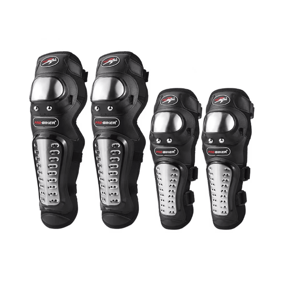 SET DE RODILLERA Y CODERA PARA MOTO CON PROTECCIÓN METÁLICA NEGRO1